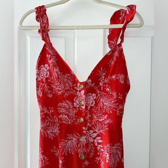 Free People Be The One Red Wide Leg Sleeveless Jumpsuit Size 2 - Picture 4 of 8